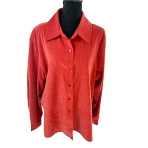 Croft & Barrow Button-Up Suede-Feel Shirt/Jacket Tunic Blouse Rust Size XL